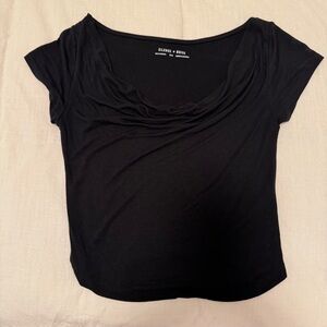 Silence + Noise Black Cowl Neck Top